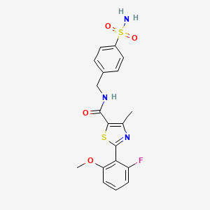 molecular formula C19H18FN3O4S2 B15106807 2-(2-fluoro-6-methoxyphenyl)-4-methyl-N-(4-sulfamoylbenzyl)-1,3-thiazole-5-carboxamide 