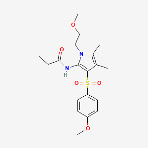 molecular formula C19H26N2O5S B15106832 N-{1-(2-methoxyethyl)-3-[(4-methoxyphenyl)sulfonyl]-4,5-dimethyl-1H-pyrrol-2-yl}propanamide 