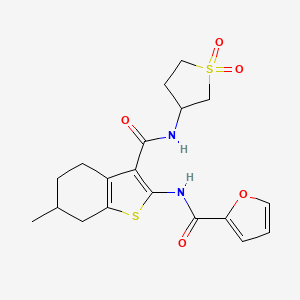 molecular formula C19H22N2O5S2 B15106848 N-{3-[(1,1-dioxidotetrahydrothiophen-3-yl)carbamoyl]-6-methyl-4,5,6,7-tetrahydro-1-benzothiophen-2-yl}furan-2-carboxamide 