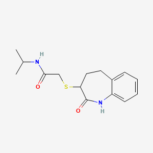 molecular formula C15H20N2O2S B15106876 2-[(2-hydroxy-4,5-dihydro-3H-1-benzazepin-3-yl)sulfanyl]-N-(propan-2-yl)acetamide 