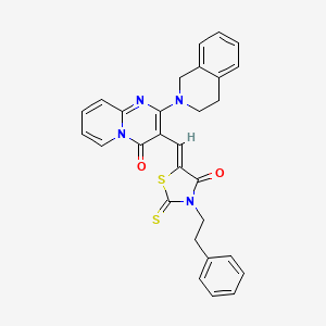 molecular formula C29H24N4O2S2 B15106893 2-(3,4-dihydroisoquinolin-2(1H)-yl)-3-{(Z)-[4-oxo-3-(2-phenylethyl)-2-thioxo-1,3-thiazolidin-5-ylidene]methyl}-4H-pyrido[1,2-a]pyrimidin-4-one 