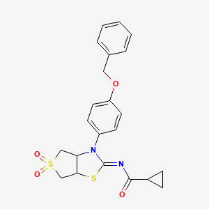 molecular formula C22H22N2O4S2 B15106899 N-[(2Z)-3-[4-(benzyloxy)phenyl]-5,5-dioxidotetrahydrothieno[3,4-d][1,3]thiazol-2(3H)-ylidene]cyclopropanecarboxamide 