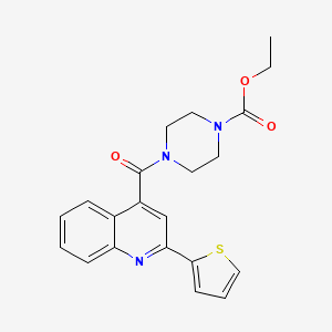 molecular formula C21H21N3O3S B15106906 Ethyl 4-{[2-(thiophen-2-yl)quinolin-4-yl]carbonyl}piperazine-1-carboxylate 