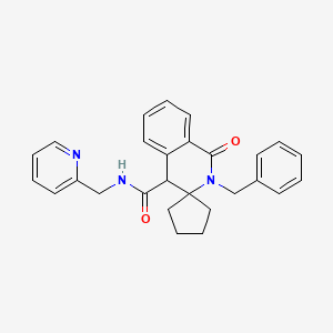 molecular formula C27H27N3O2 B15106959 2'-benzyl-1'-oxo-N-(pyridin-2-ylmethyl)-1',4'-dihydro-2'H-spiro[cyclopentane-1,3'-isoquinoline]-4'-carboxamide 