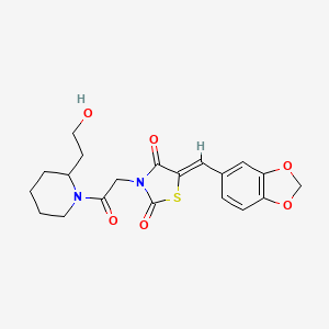 molecular formula C20H22N2O6S B15106971 (5Z)-5-(1,3-benzodioxol-5-ylmethylidene)-3-{2-[2-(2-hydroxyethyl)piperidin-1-yl]-2-oxoethyl}-1,3-thiazolidine-2,4-dione 