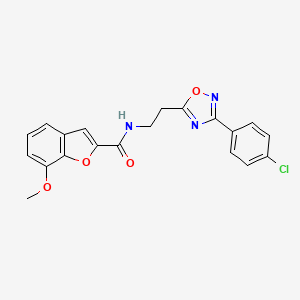 molecular formula C20H16ClN3O4 B15106979 N-{2-[3-(4-chlorophenyl)-1,2,4-oxadiazol-5-yl]ethyl}-7-methoxy-1-benzofuran-2-carboxamide 