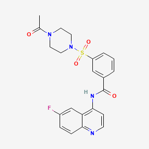 3-[(4-acetylpiperazin-1-yl)sulfonyl]-N-(6-fluoroquinolin-4-yl)benzamide