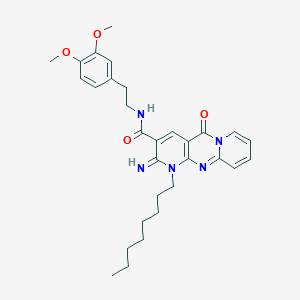 N-[2-(3,4-dimethoxyphenyl)ethyl]-6-imino-7-octyl-2-oxo-1,7,9-triazatricyclo[8.4.0.03,8]tetradeca-3(8),4,9,11,13-pentaene-5-carboxamide