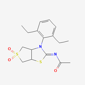 molecular formula C17H22N2O3S2 B15107052 N-[(2Z)-3-(2,6-diethylphenyl)-5,5-dioxidotetrahydrothieno[3,4-d][1,3]thiazol-2(3H)-ylidene]acetamide 