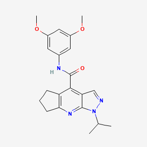 molecular formula C21H24N4O3 B15107057 N-(3,5-dimethoxyphenyl)-1-(propan-2-yl)-1,5,6,7-tetrahydrocyclopenta[b]pyrazolo[4,3-e]pyridine-4-carboxamide 