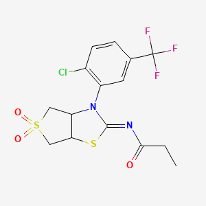 N-[(2Z)-3-[2-chloro-5-(trifluoromethyl)phenyl]-5,5-dioxidotetrahydrothieno[3,4-d][1,3]thiazol-2(3H)-ylidene]propanamide