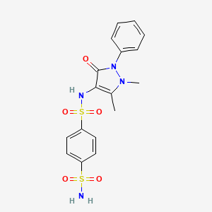 molecular formula C17H18N4O5S2 B15107098 N-(1,5-dimethyl-3-oxo-2-phenyl-2,3-dihydro-1H-pyrazol-4-yl)benzene-1,4-disulfonamide 