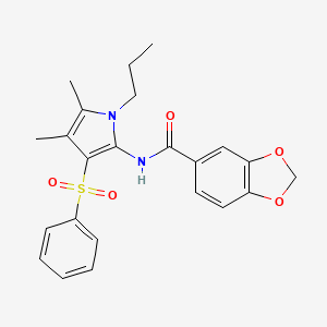 molecular formula C23H24N2O5S B15107116 N-[4,5-dimethyl-3-(phenylsulfonyl)-1-propyl-1H-pyrrol-2-yl]-1,3-benzodioxole-5-carboxamide CAS No. 951976-65-1