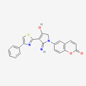 6-[4-hydroxy-2-imino-3-(4-phenyl-1,3-thiazol-2-yl)-2,5-dihydro-1H-pyrrol-1-yl]-2H-chromen-2-one