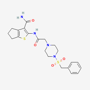 molecular formula C21H26N4O4S2 B15107124 2-[2-(4-phenylmethanesulfonylpiperazin-1-yl)acetamido]-4H,5H,6H-cyclopenta[b]thiophene-3-carboxamide 