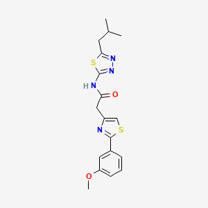 molecular formula C18H20N4O2S2 B15107199 2-[2-(3-methoxyphenyl)-1,3-thiazol-4-yl]-N-[(2E)-5-(2-methylpropyl)-1,3,4-thiadiazol-2(3H)-ylidene]acetamide 