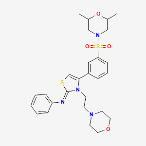 molecular formula C27H34N4O4S2 B15107231 N-[(2Z)-4-{3-[(2,6-dimethylmorpholin-4-yl)sulfonyl]phenyl}-3-[2-(morpholin-4-yl)ethyl]-1,3-thiazol-2(3H)-ylidene]aniline 