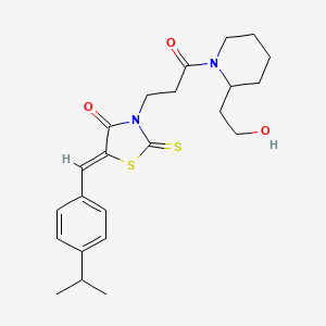 molecular formula C23H30N2O3S2 B15107234 (5Z)-3-{3-[2-(2-hydroxyethyl)piperidin-1-yl]-3-oxopropyl}-5-[4-(propan-2-yl)benzylidene]-2-thioxo-1,3-thiazolidin-4-one 