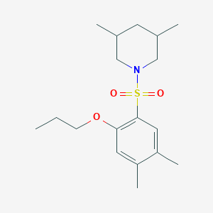 molecular formula C18H29NO3S B15107260 1-(4,5-Dimethyl-2-propoxybenzenesulfonyl)-3,5-dimethylpiperidine 