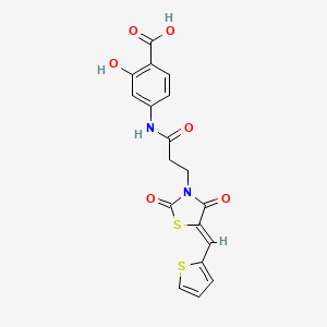 4-({3-[(5Z)-2,4-dioxo-5-(thiophen-2-ylmethylidene)-1,3-thiazolidin-3-yl]propanoyl}amino)-2-hydroxybenzoic acid