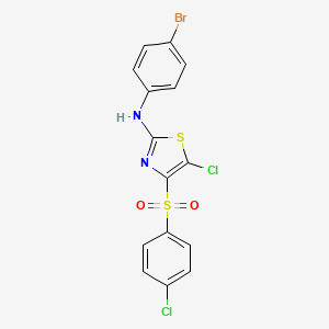 molecular formula C15H9BrCl2N2O2S2 B15107287 N-(4-bromophenyl)-5-chloro-4-(4-chlorobenzenesulfonyl)-1,3-thiazol-2-amine 