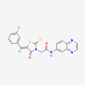 molecular formula C20H13ClN4O2S2 B15107309 2-[(5Z)-5-(3-chlorobenzylidene)-4-oxo-2-thioxo-1,3-thiazolidin-3-yl]-N-(quinoxalin-6-yl)acetamide 