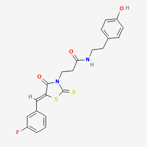 3-[(5Z)-5-(3-fluorobenzylidene)-4-oxo-2-thioxo-1,3-thiazolidin-3-yl]-N-[2-(4-hydroxyphenyl)ethyl]propanamide