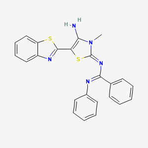 molecular formula C24H19N5S2 B15107354 N-[4-amino-5-(1,3-benzothiazol-2-yl)-3-methyl-2,3-dihydro-1,3-thiazol-2-ylidene]-N'-phenylbenzenecarboximidamide 