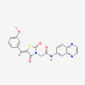 molecular formula C21H16N4O4S B15107367 2-[(5Z)-5-(3-methoxybenzylidene)-2,4-dioxo-1,3-thiazolidin-3-yl]-N-(quinoxalin-6-yl)acetamide 