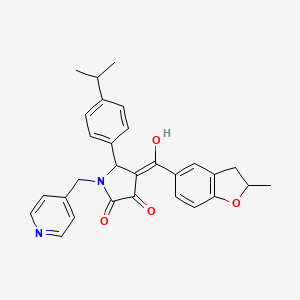 molecular formula C29H28N2O4 B15107376 3-hydroxy-5-(4-isopropylphenyl)-4-[(2-methyl-2,3-dihydro-1-benzofuran-5-yl)carbonyl]-1-(4-pyridinylmethyl)-1,5-dihydro-2H-pyrrol-2-one 