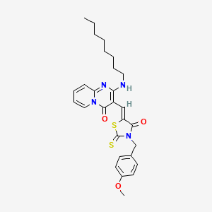 molecular formula C28H32N4O3S2 B15107410 3-{(Z)-[3-(4-methoxybenzyl)-4-oxo-2-thioxo-1,3-thiazolidin-5-ylidene]methyl}-2-(octylamino)-4H-pyrido[1,2-a]pyrimidin-4-one 