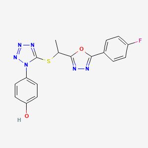 4-(5-{[5-(4-Fluorophenyl)-1,3,4-oxadiazol-2-yl]ethylthio}-1,2,3,4-tetraazolyl) phenol