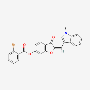 (2E)-7-methyl-2-[(1-methyl-1H-indol-3-yl)methylidene]-3-oxo-2,3-dihydro-1-benzofuran-6-yl 2-bromobenzoate