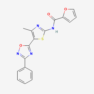 molecular formula C17H12N4O3S B15107471 N-[(2Z)-4-methyl-5-(3-phenyl-1,2,4-oxadiazol-5-yl)-1,3-thiazol-2(3H)-ylidene]furan-2-carboxamide 