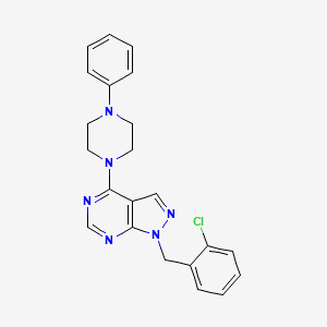 molecular formula C22H21ClN6 B15107495 1-[(2-Chlorophenyl)methyl]-4-(4-phenylpiperazin-1-yl)pyrazolo[3,4-d]pyrimidine 