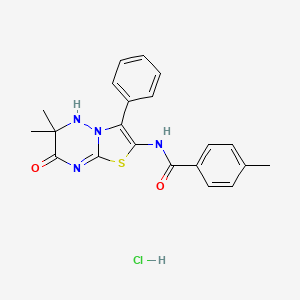 N-{6,6-dimethyl-7-oxo-3-phenyl-5H,6H,7H-[1,3]thiazolo[3,2-b][1,2,4]triazin-2-yl}-4-methylbenzamide hydrochloride