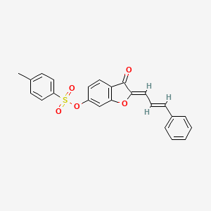 molecular formula C24H18O5S B15107548 (2Z)-3-oxo-2-[(2E)-3-phenylprop-2-en-1-ylidene]-2,3-dihydro-1-benzofuran-6-yl 4-methylbenzenesulfonate 