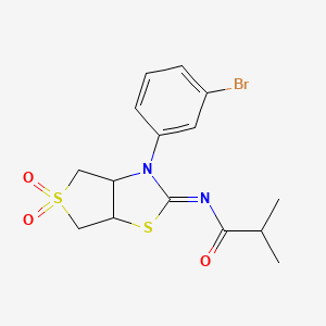 molecular formula C15H17BrN2O3S2 B15107571 N-[(2Z)-3-(3-bromophenyl)-5,5-dioxidotetrahydrothieno[3,4-d][1,3]thiazol-2(3H)-ylidene]-2-methylpropanamide 