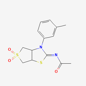 molecular formula C14H16N2O3S2 B15107603 (Z)-N-(5,5-dioxido-3-(m-tolyl)tetrahydrothieno[3,4-d]thiazol-2(3H)-ylidene)acetamide 