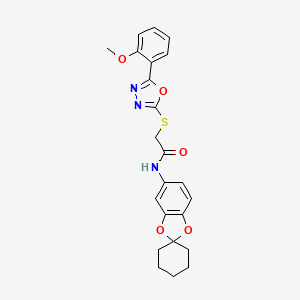 2-[5-(2-methoxyphenyl)(1,3,4-oxadiazol-2-ylthio)]-N-spiro[benzo[d]1,3-dioxolan e-2,1'-cyclohexane]-5-ylacetamide