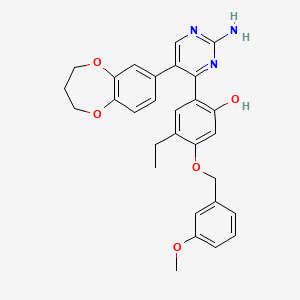 2-[2-amino-5-(3,4-dihydro-2H-1,5-benzodioxepin-7-yl)pyrimidin-4-yl]-4-ethyl-5-[(3-methoxybenzyl)oxy]phenol