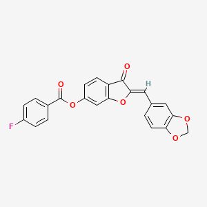 (2Z)-2-(1,3-benzodioxol-5-ylmethylidene)-3-oxo-2,3-dihydro-1-benzofuran-6-yl 4-fluorobenzoate