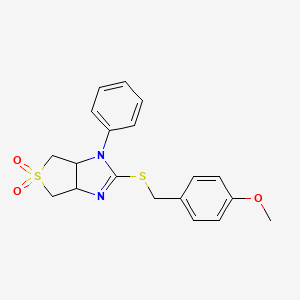 molecular formula C19H20N2O3S2 B15107653 2-[(4-methoxybenzyl)sulfanyl]-1-phenyl-3a,4,6,6a-tetrahydro-1H-thieno[3,4-d]imidazole 5,5-dioxide 