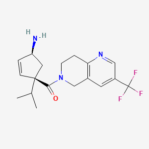 molecular formula C18H22F3N3O B1510766 ((1S,4S)-4-Amino-1-isopropylcyclopent-2-en-1-yl)(3-(trifluoromethyl)-7,8-dihydro-1,6-naphthyridin-6(5H)-yl)methanone 