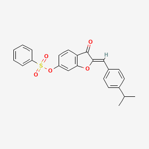 molecular formula C24H20O5S B15107724 (2Z)-3-oxo-2-[4-(propan-2-yl)benzylidene]-2,3-dihydro-1-benzofuran-6-yl benzenesulfonate 