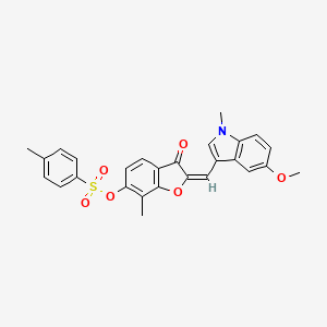 (2E)-2-[(5-methoxy-1-methyl-1H-indol-3-yl)methylidene]-7-methyl-3-oxo-2,3-dihydro-1-benzofuran-6-yl 4-methylbenzenesulfonate