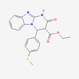 molecular formula C20H19N3O3S B15107767 Ethyl 2-hydroxy-4-[4-(methylsulfanyl)phenyl]-3,4-dihydropyrimido[1,2-a]benzimidazole-3-carboxylate 