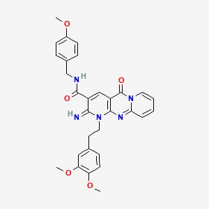 7-[2-(3,4-dimethoxyphenyl)ethyl]-6-imino-N-[(4-methoxyphenyl)methyl]-2-oxo-1,7,9-triazatricyclo[8.4.0.03,8]tetradeca-3(8),4,9,11,13-pentaene-5-carboxamide