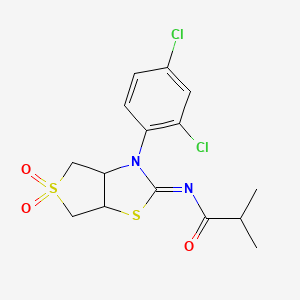 molecular formula C15H16Cl2N2O3S2 B15107872 N-[(2Z)-3-(2,4-dichlorophenyl)-5,5-dioxidotetrahydrothieno[3,4-d][1,3]thiazol-2(3H)-ylidene]-2-methylpropanamide 