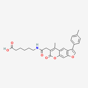 6-({[5-methyl-3-(4-methylphenyl)-7-oxo-7H-furo[3,2-g]chromen-6-yl]acetyl}amino)hexanoic acid